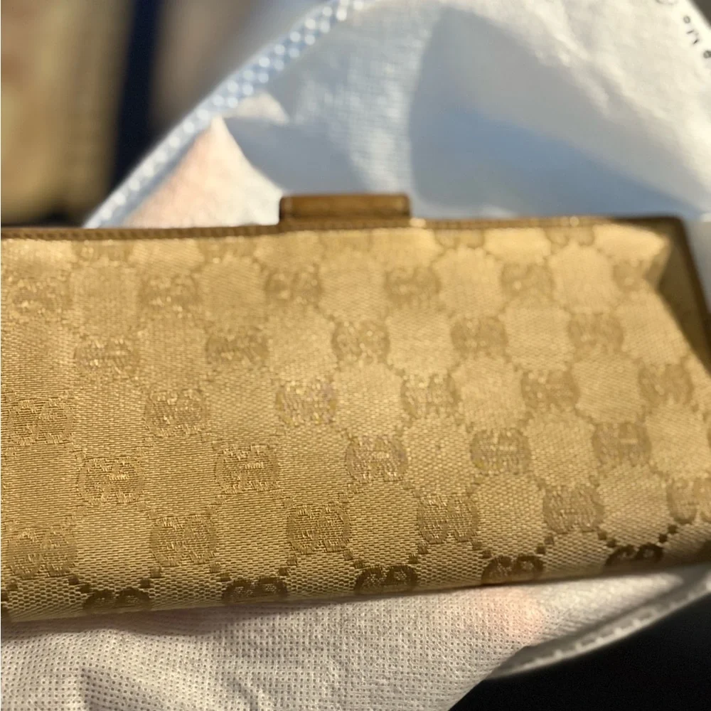 Gucci GG canvas beige/brown canvas project wallet‎